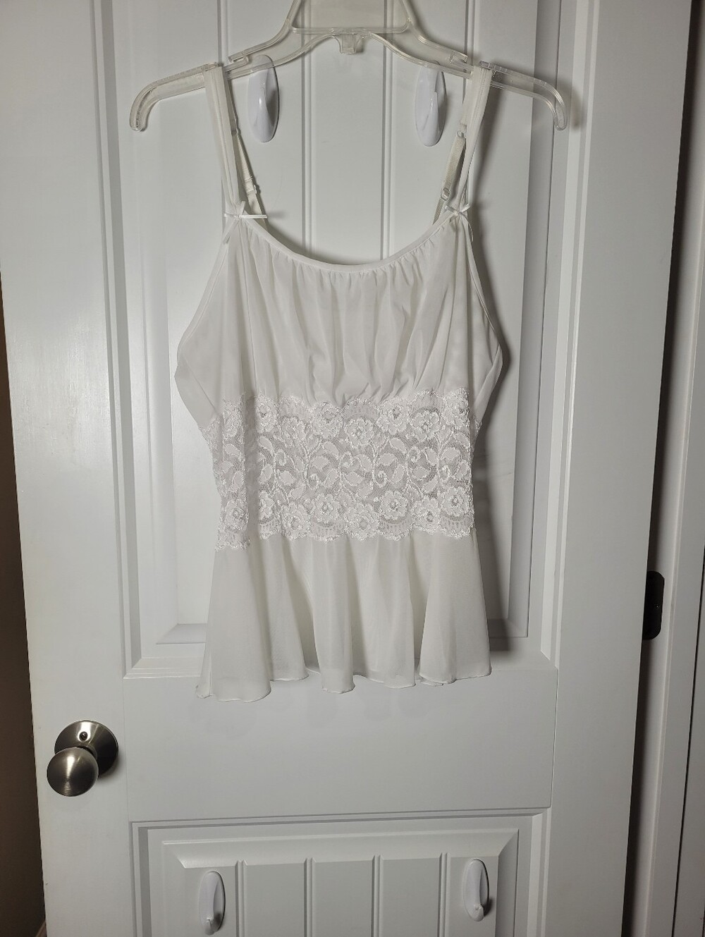 Cabernet White Lace-Trim Sleeveless Peplum Top, Lace trim. Size 1X - Picture 6 of 8